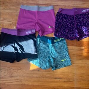 Nike Kids Pro Shorts Set - Pink, Purple, Black, Teal